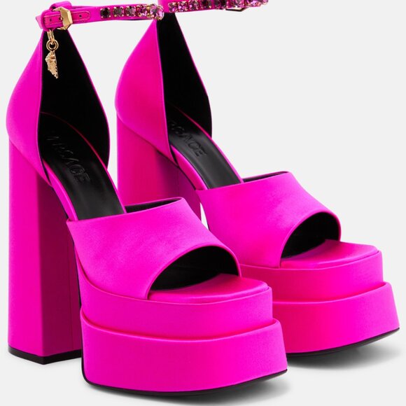 NWT Versace Medusa Aevitas Deep Pink Platform Sandals 🎀 Size 39/9 - Picture 6 of 12